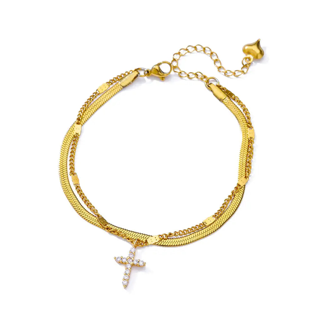 Elegant Zircon Flowers Bracelet - Luxury Gold Steel Jewelry