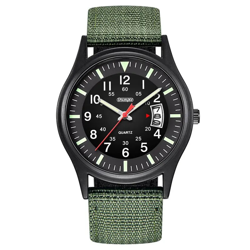 Military Quartz Watch - Durable Nylon Strap & Calendar