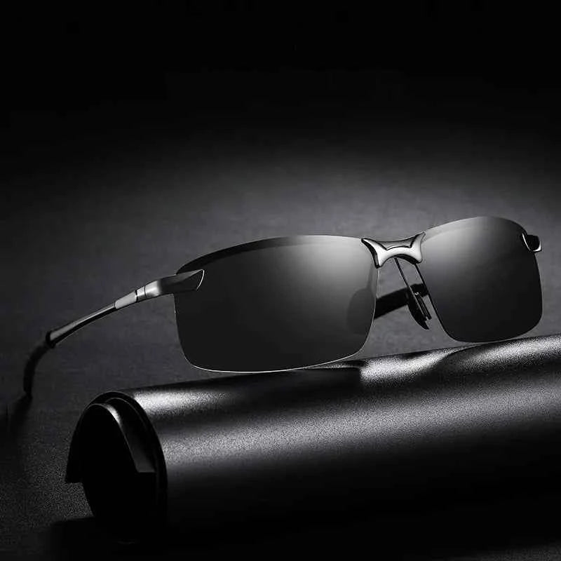 Classic Polarized Men's Sunglasses - Retro Half Frame Designer Eyewear