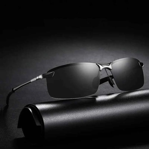 Classic Polarized Men's Sunglasses - Retro Half Frame Designer Eyewear