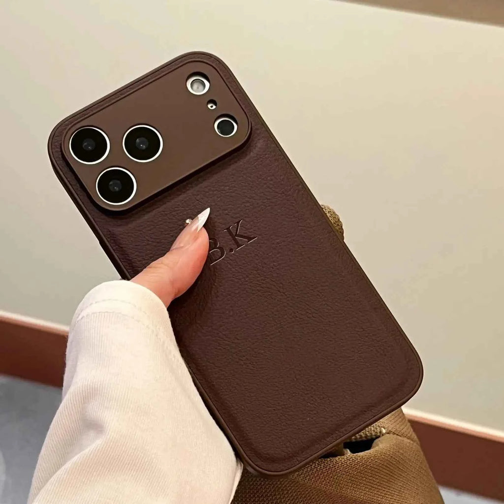 Luxury Personalized Faux Leather Phone Case - Custom Monogram Cover