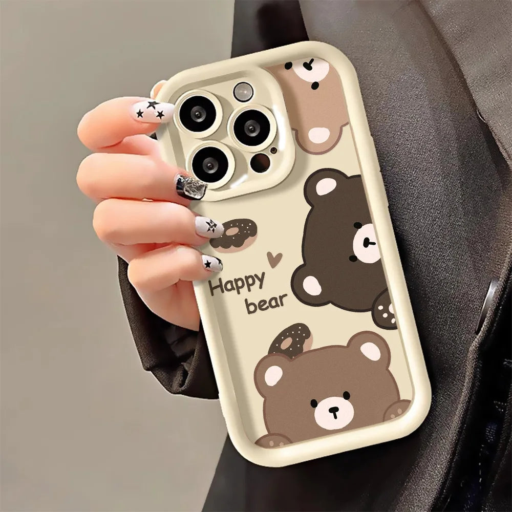 Premium Cute Bear iPhone Case - Shockproof Silicone Protection