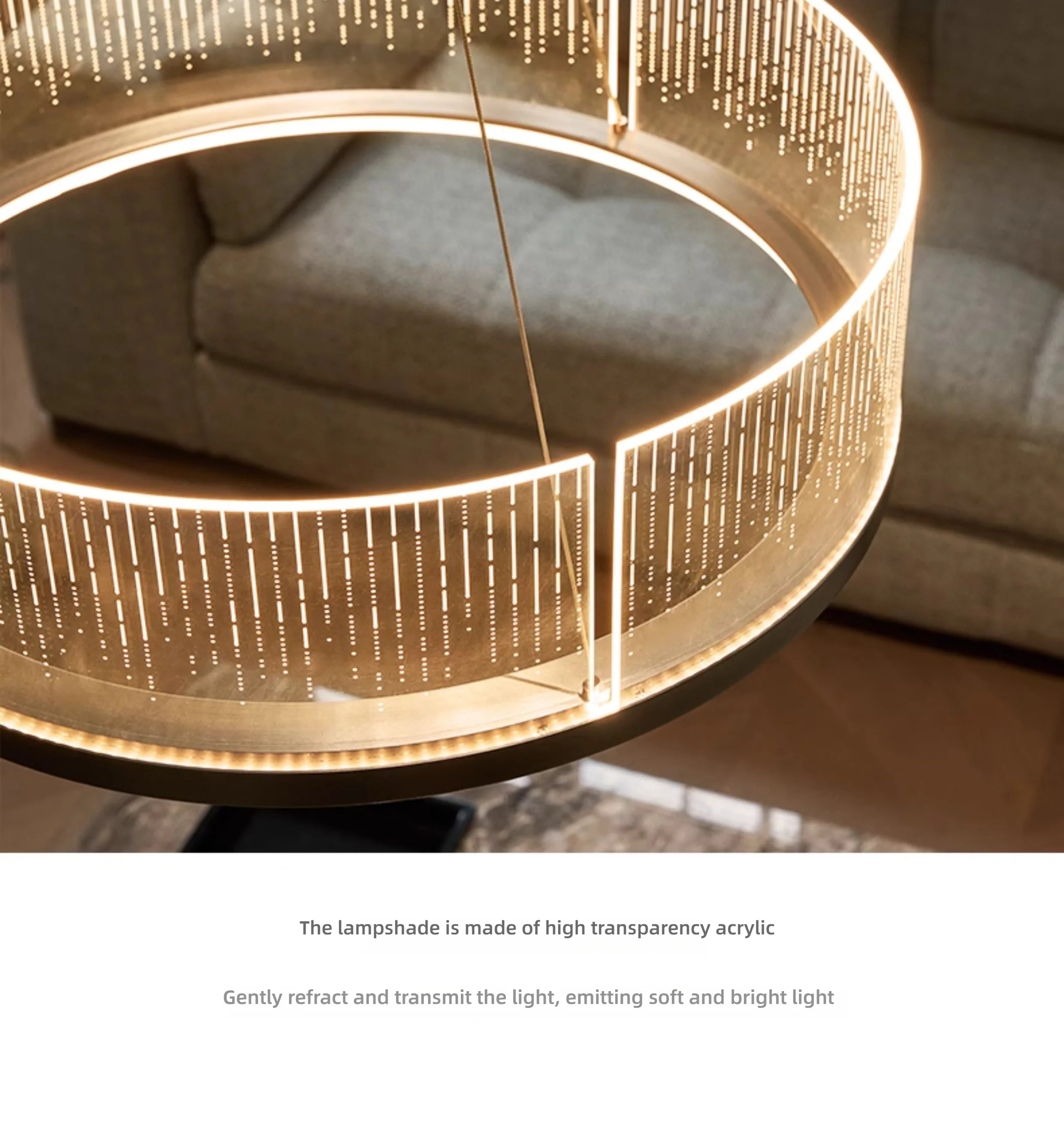 Elegant Modern LED Ring Chandelier - Dimmable Luxury Lighting