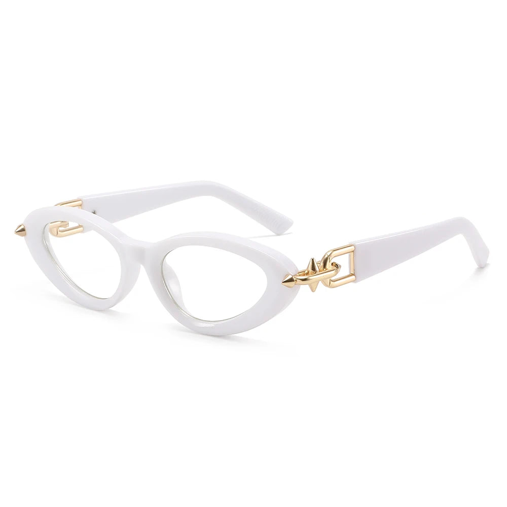 Y2K Cat Eye Blue Light Glasses - Gold Chain Decor