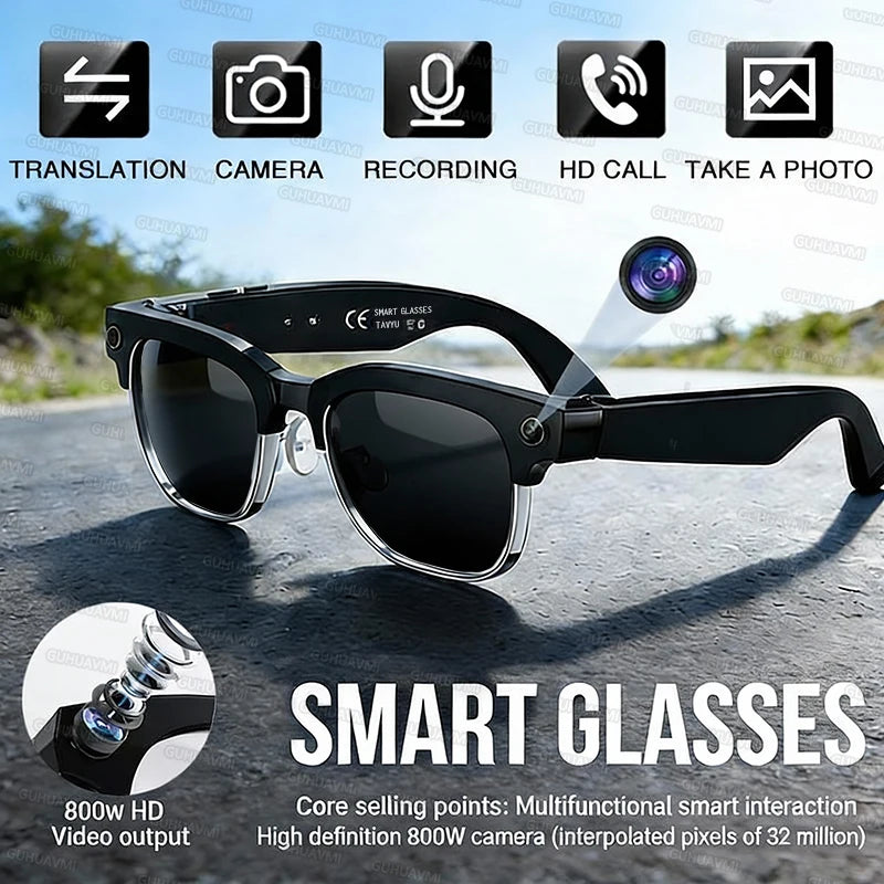 Smart Camera Sunglasses - 800W Pixel AI & Bluetooth