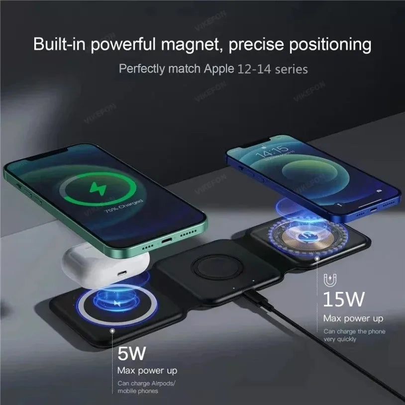 3-in-1 Wireless Charger - Magnetic Fast Charging Pad for Apple Devices