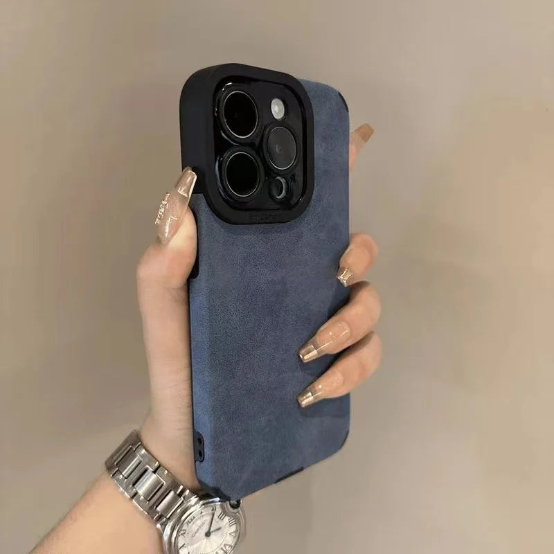 Luxury Matte Leather Silicone Phone Case - Shockproof Soft Cover