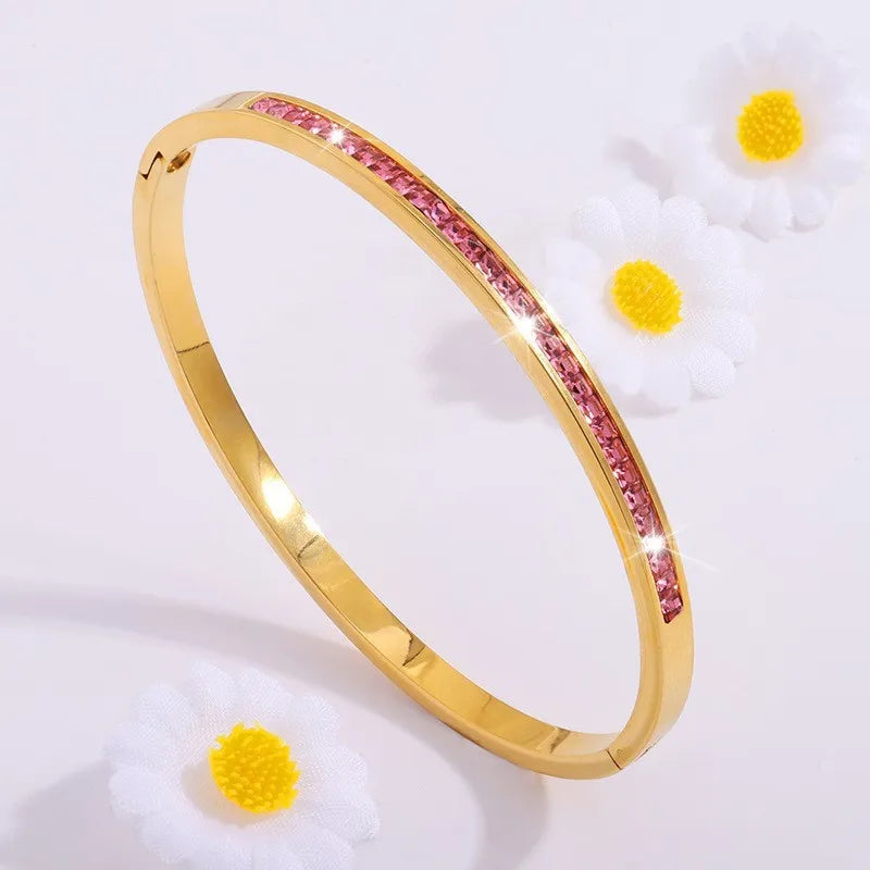 Elegant Stackable Bangles - Sparkling Zirconia Stainless Steel Set