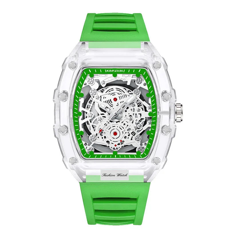 Modern Transparent Quartz Watch - Barrel Shaped Sports Clock