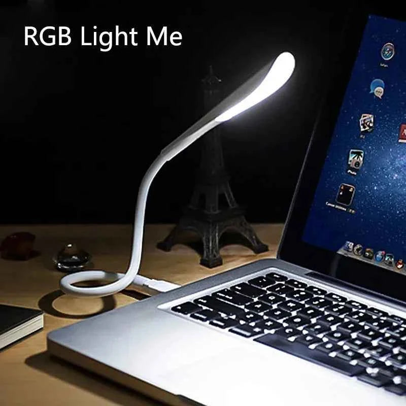 USB LED desk lamp - white bendable gooseneck lamp with 3 brightness levels for reading and camping