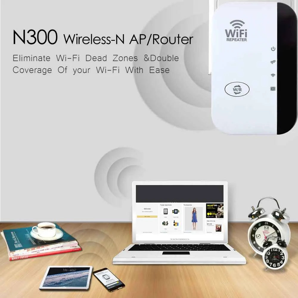 Premium Wireless WiFi Range Extender - 300Mbps Signal Booster