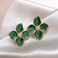 Elegant Retro Drip Glaze Red Flower Earrings - Luxury Jewelry