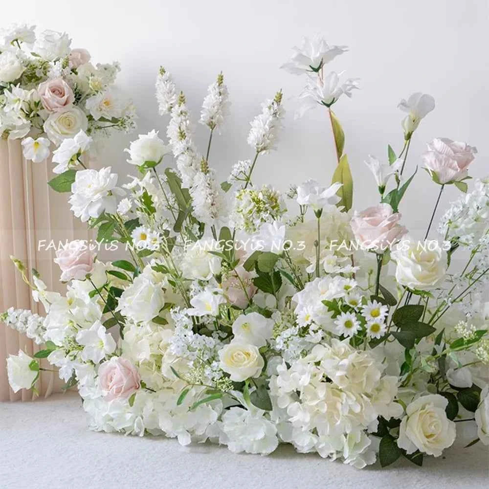 Luxury Champagne Pink Artificial Flower Row for Wedding Backdrop