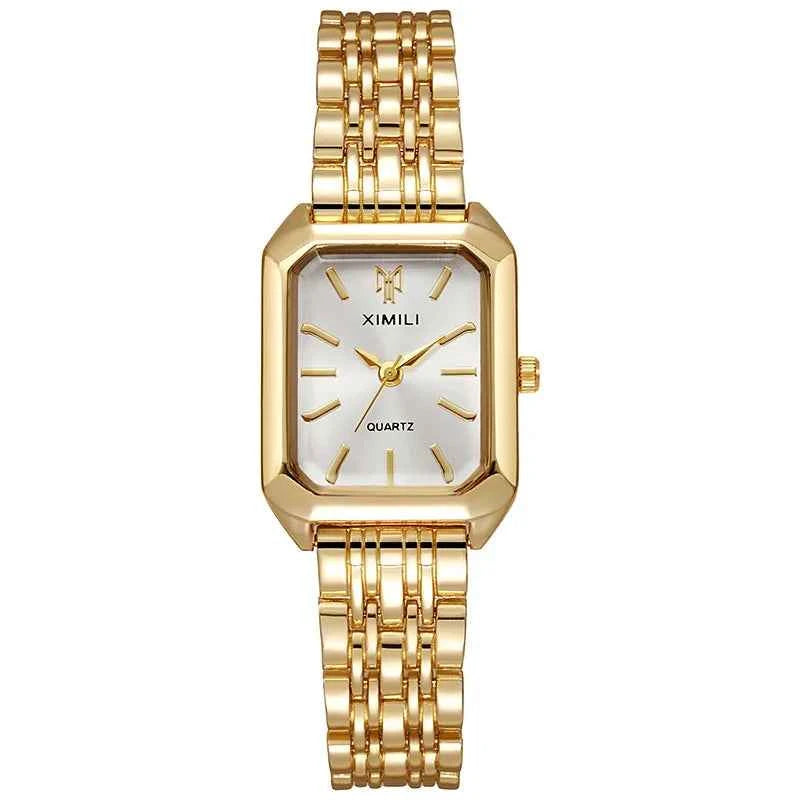 Elegant Women's Rectangle Quartz Watch - Stainless Steel Band