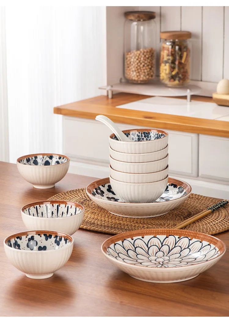 Premium Japanese Ceramic Bowls - Cute Underglaze Set