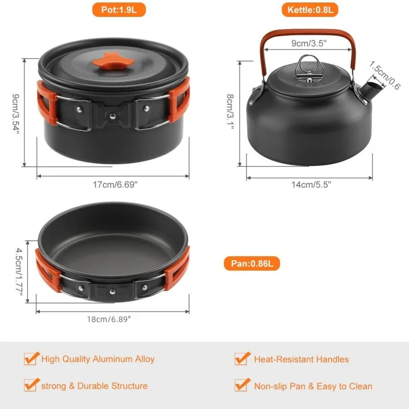 Premium Portable Camping Cookware Set - Durable Outdoor Gear