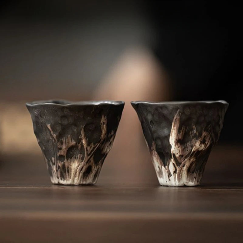 Elegant Embossed Lotus Ceramic Tea Gaiwan - Wabi Sabi Style
