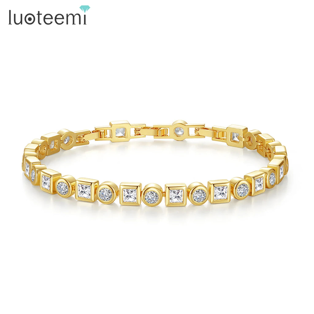 Luxury Cubic Zirconia Bracelet - elegant iced out crystal design with platinum plating