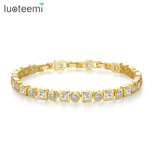 Luxury Cubic Zirconia Bracelet - elegant iced out crystal design with platinum plating