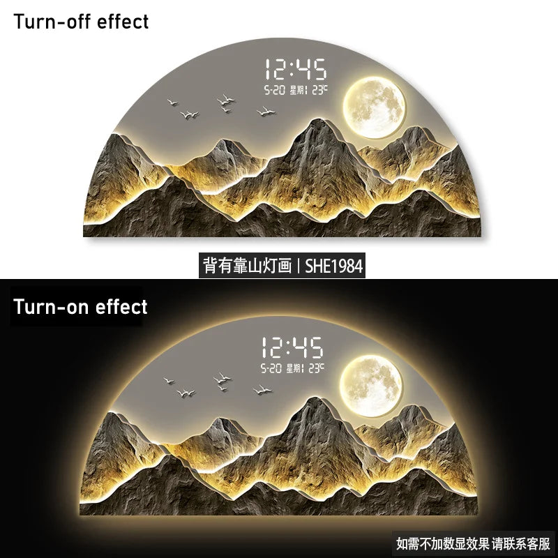 Luxury Landscape Wall Art - Auspicious Mountain LED Lighting Painting