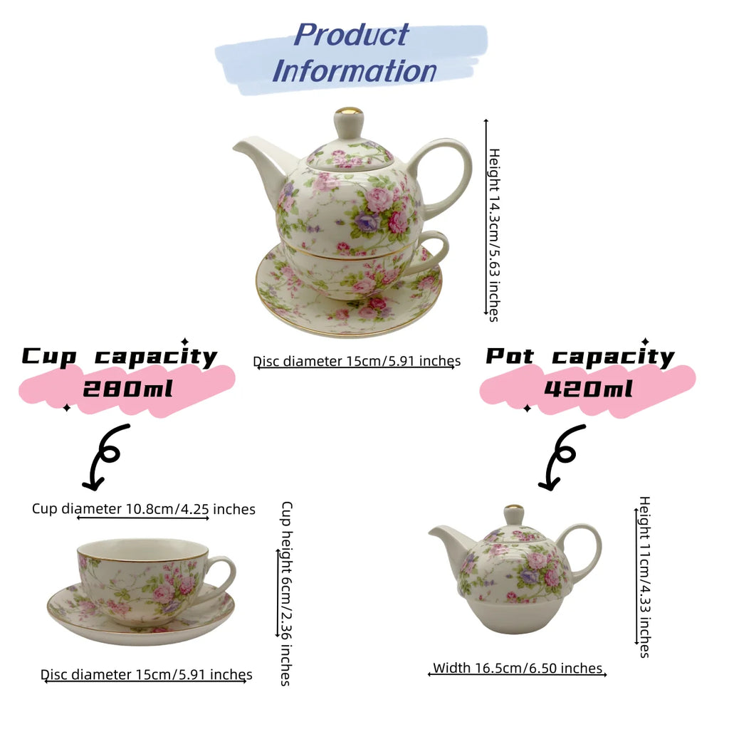 Elegant Rose Ceramic Teapot Set - European Afternoon Tea