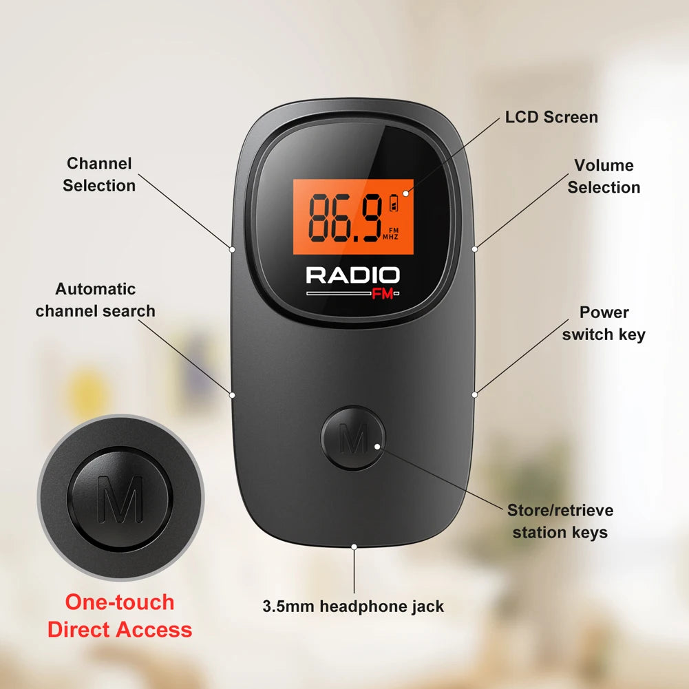 Compact Portable Digital Radio - AM/FM Pocket Audio Player