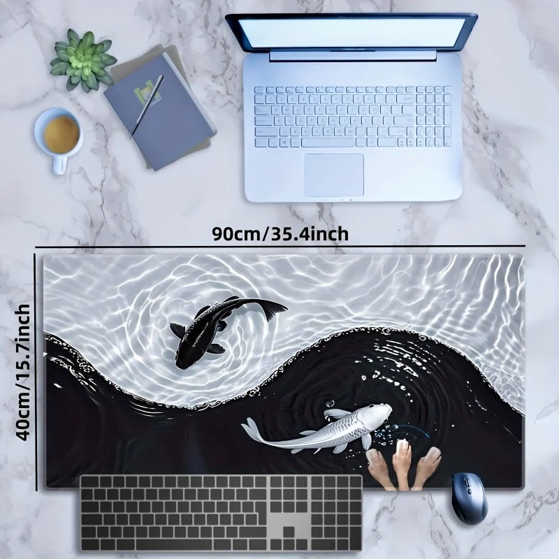 Premium Tai Chi Koi Mouse Pad - Non-Slip & Waterproof