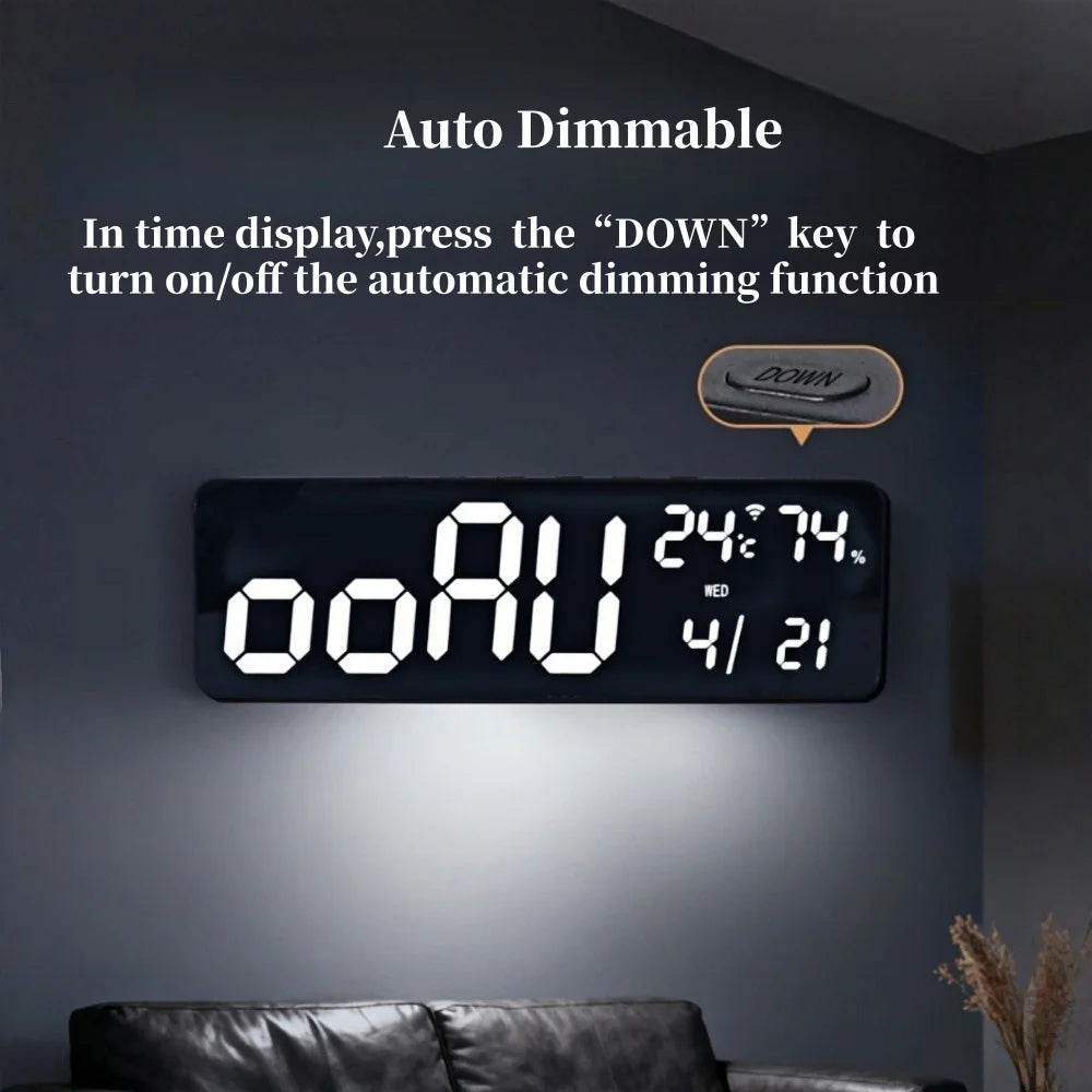 Premium Large RGB Digital Clock - Temp, Humidity & Date