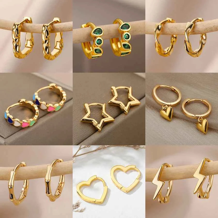 Elegant Star Hoop Earrings - Stainless Steel Y2K Jewelry