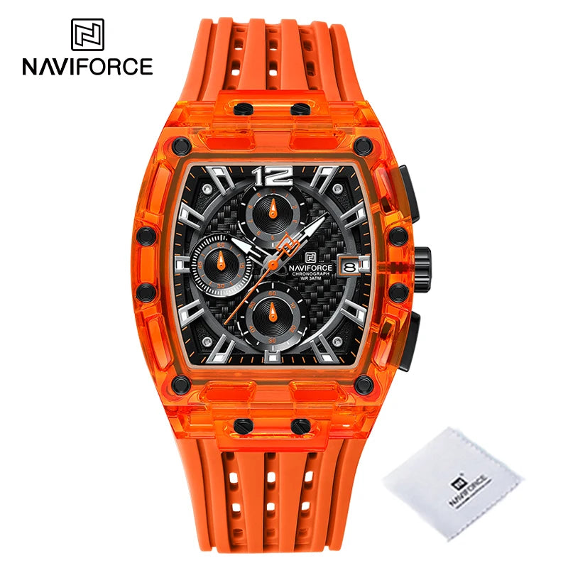 New NAVIFORCE Men's Quartz Multifunction Watches Fashion Sports Chronograph 5ATM Waterproof Silicone Band Casual Man Wrist Watch - Tulique
