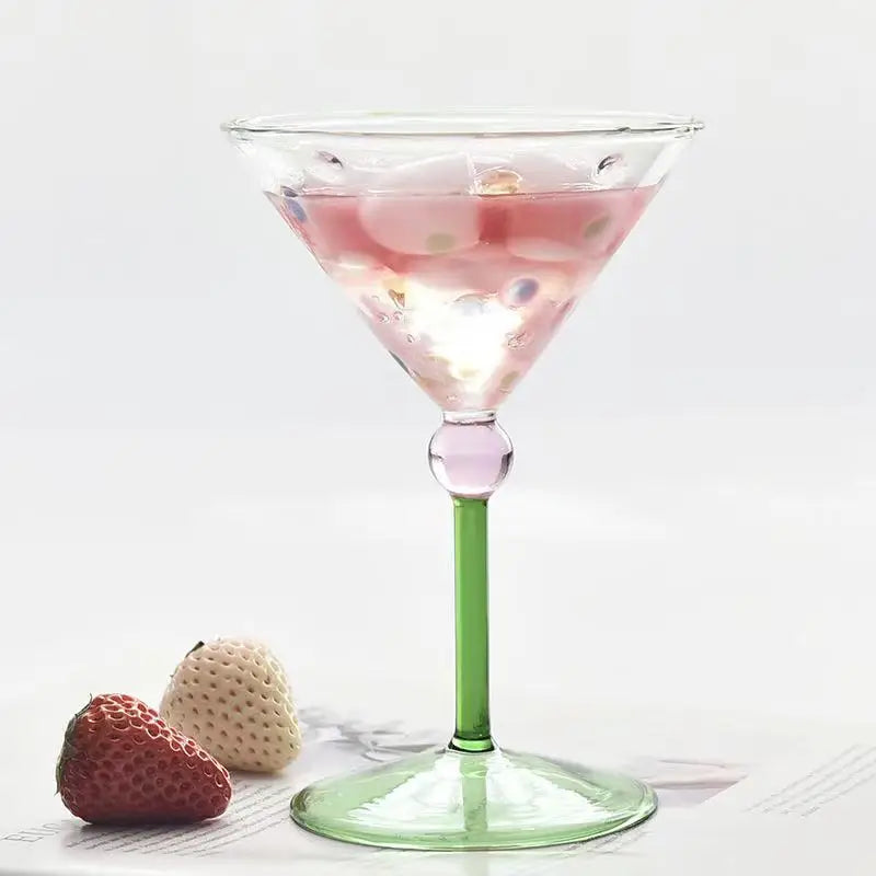 Elegant Polka Dot Glass Goblet - Vintage French Style
