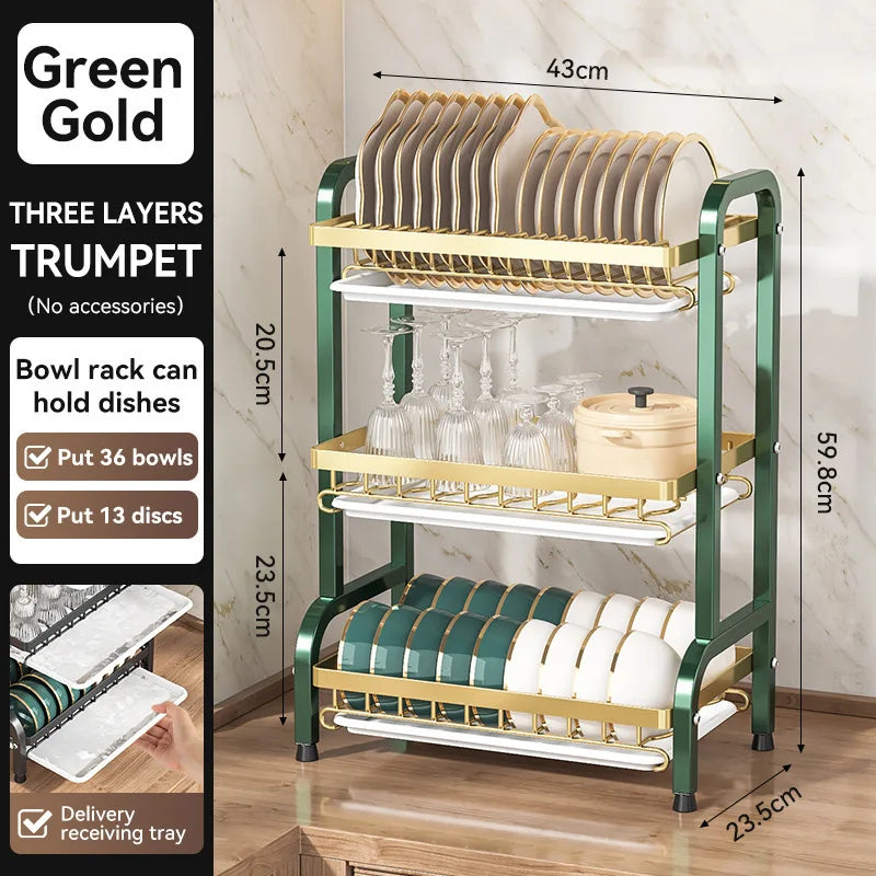 Premium Countertop Dish Drying Rack with Utensil & Spice Holder