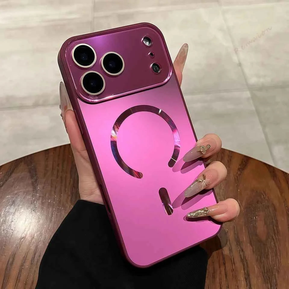 Matte Glitter Laser Magnetic Phone Case for iPhone 17 Air 13 14 15 16 Pro Max Magsafe Luxury Wireless Charging Protector Cover