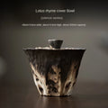 Elegant Embossed Lotus Ceramic Tea Gaiwan - Wabi Sabi Style