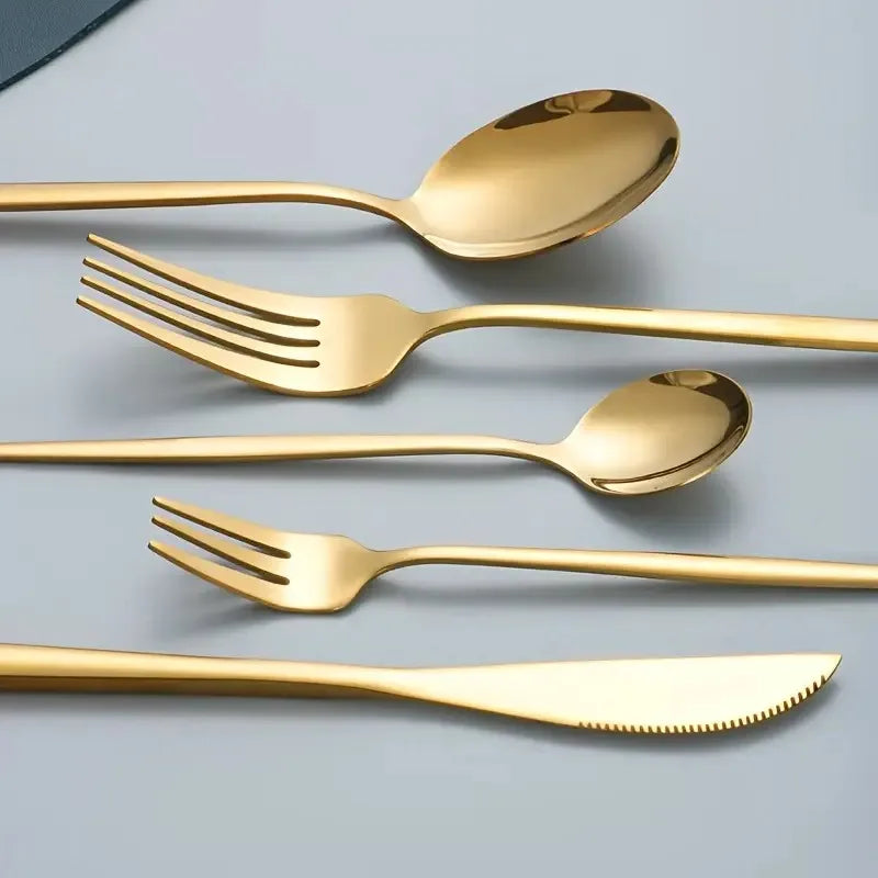 Elegant Gold Dinnerware Set - Premium Stainless Steel Cutlery