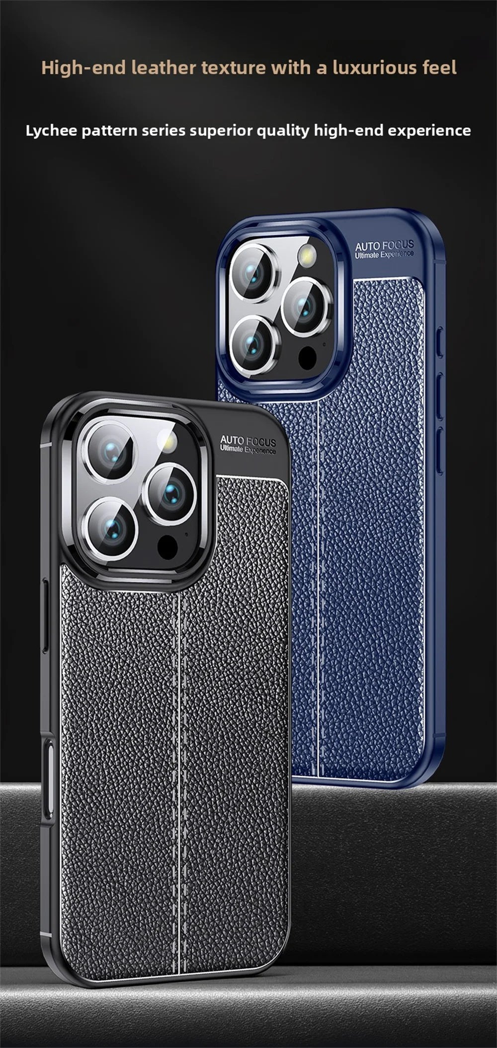 Premium iPhone Protective Case - Leather Texture Shockproof