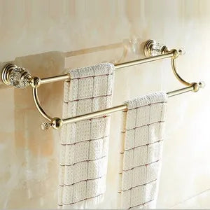 Luxury Crystal Gold Bathroom Hardware Set - Wall Mounted