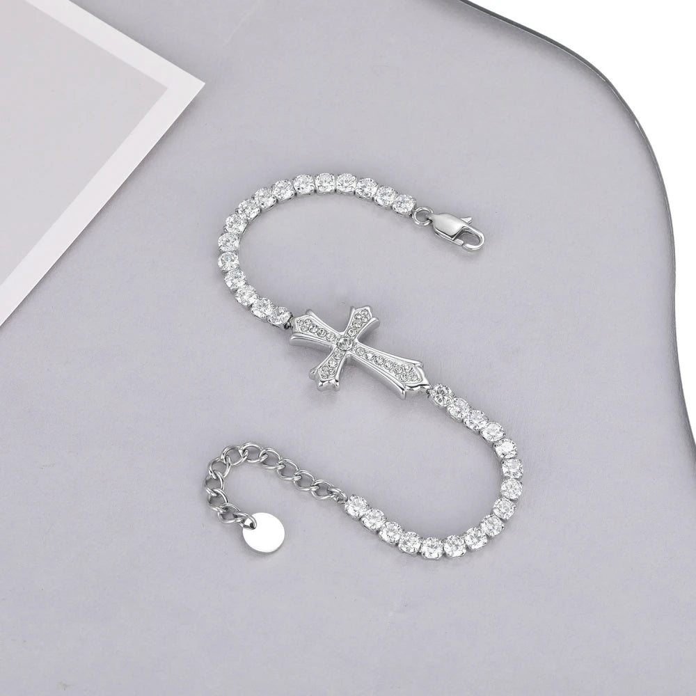 Premium Titanium Steel Cross Bracelet - Non-Fading & Adjustable