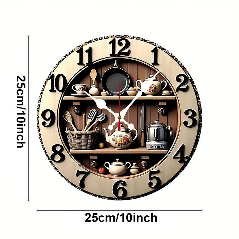 Elegant Wooden Kitchen Wall Clock - Silent & Decorative
