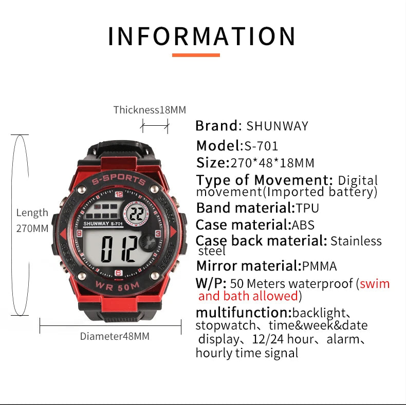 Premium Digital Sports Watch - Waterproof & Luminous