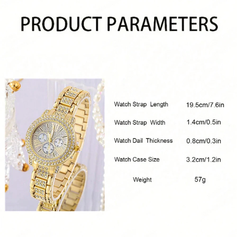 Elegant Women's Quartz Watch & Luxury Jewelry Set
