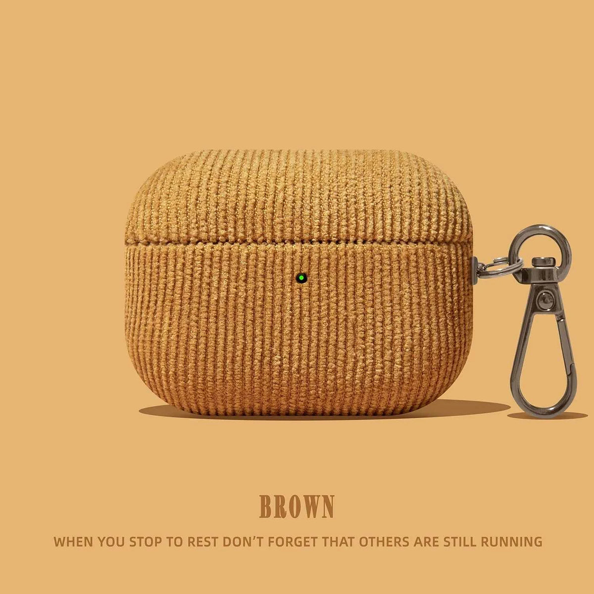 Luxury Corduroy Leather Airpods Case with Keychain