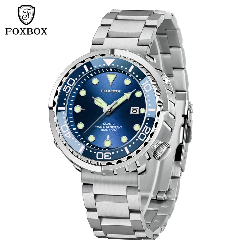 Luxury Mens Quartz Watch - 5ATM Waterproof Sports Clock