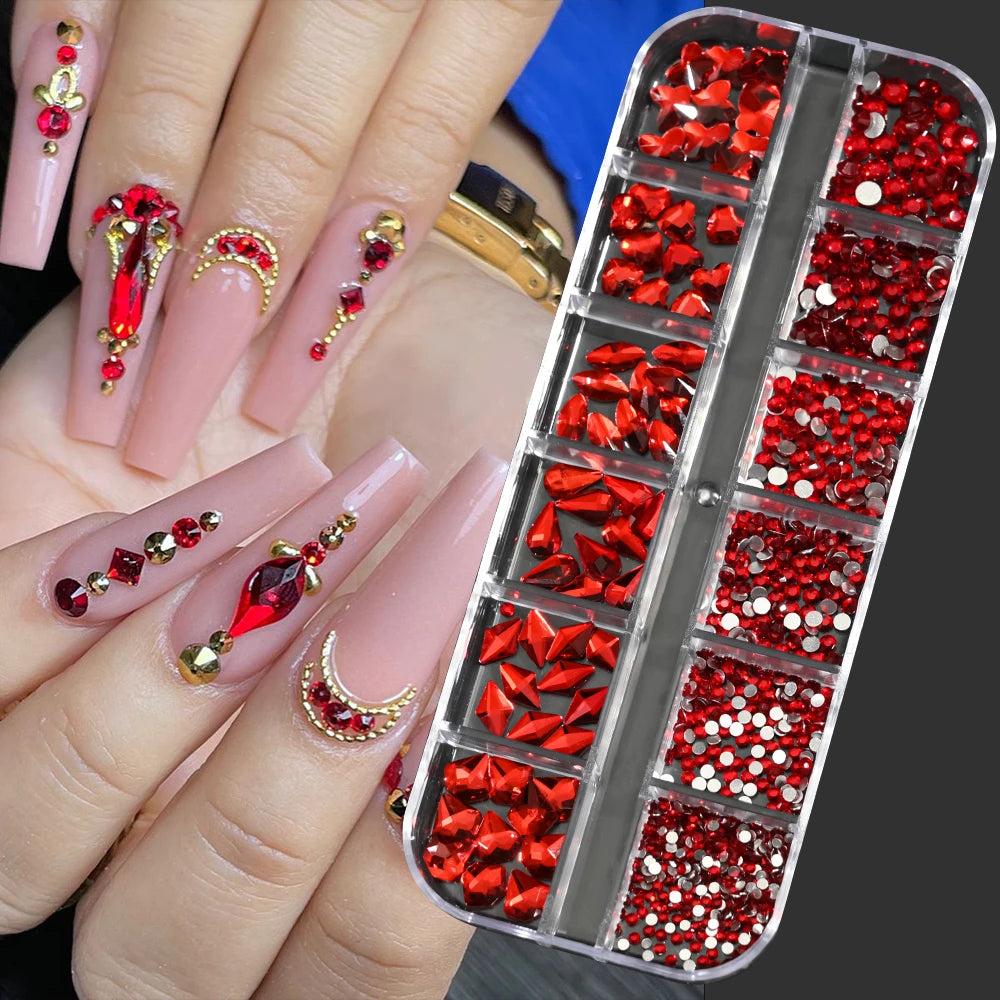 Luxury Pink Nail Rhinestones - Crystal Glitter Charms & Gems
