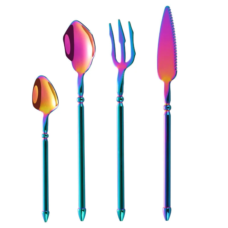 Premium 4pcs Luxury Flatware Set - Steak Knife Fork Spoon