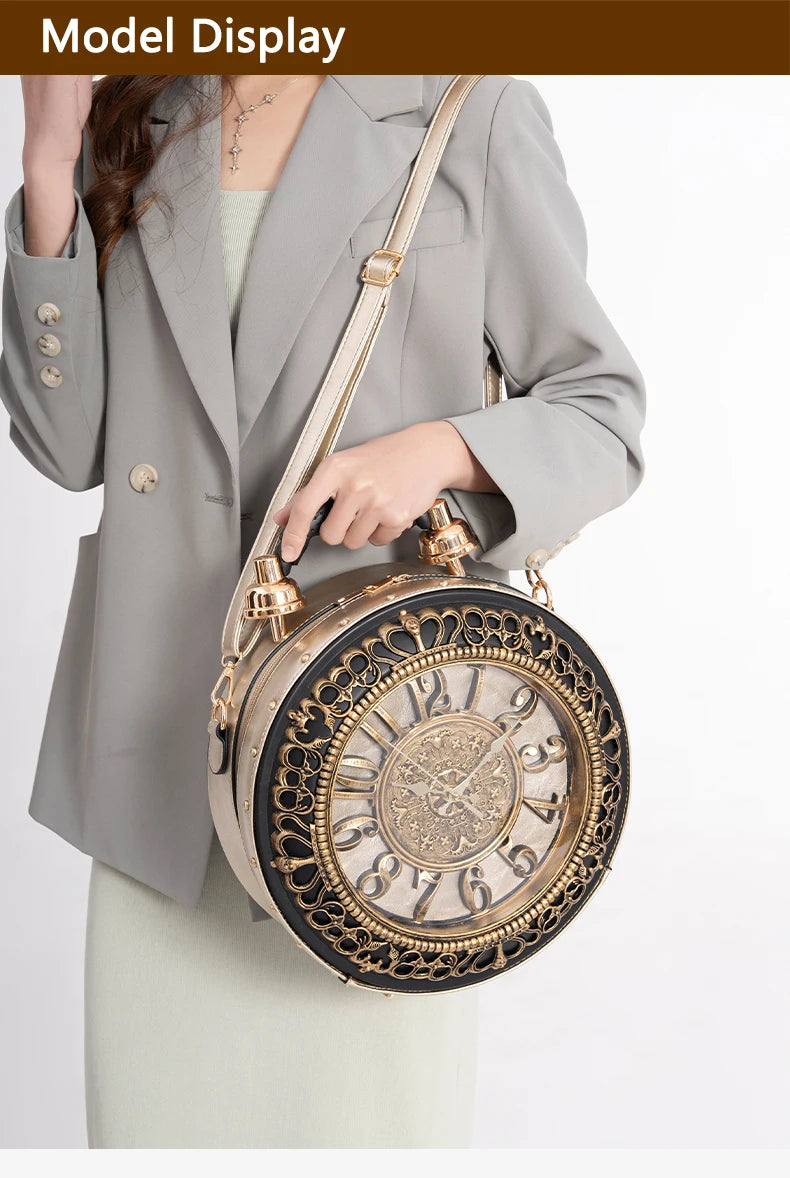 Elegant Clock Handbag - Unique Design Crossbody Bag