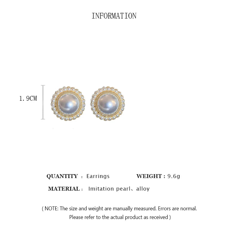 Elegant Gold Pearl Stud Earrings - Geometric Round Jewelry