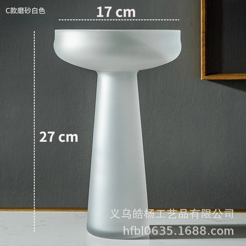Nordic Frosted Glass Vase - Elegant Modern Table Decor