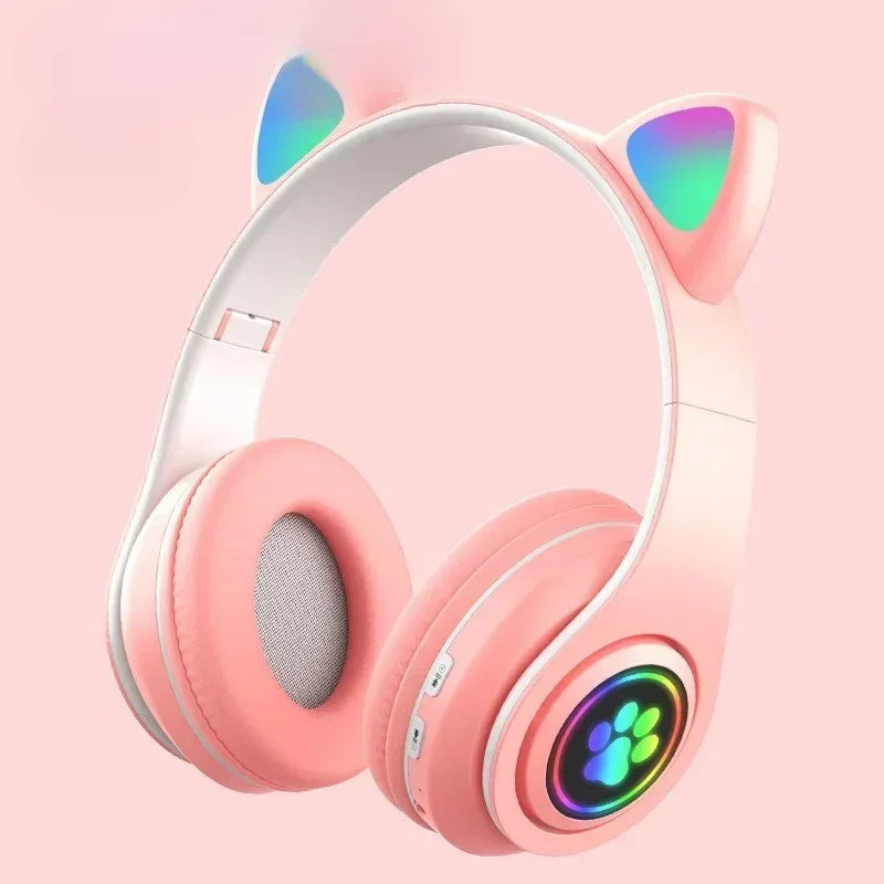 Premium Cat Ear Bluetooth Headphones - LED Stereo & Mic