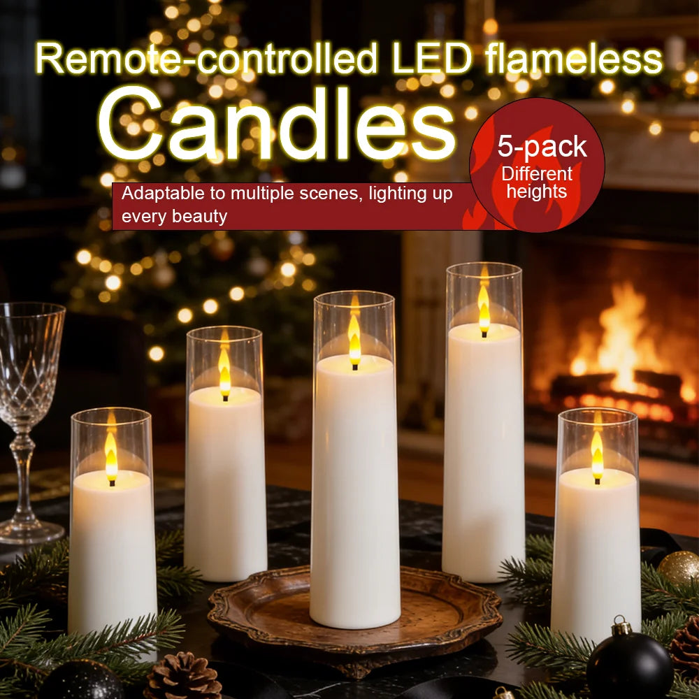 White LED Candle Lights with Remote Control - Flameless Home Decor Candle Set of 5 - Tulique